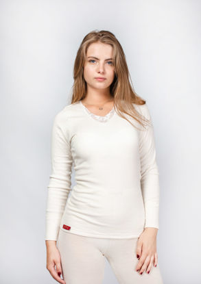Picture of Angora Women Undershirt Long Sleeve with Lace, Orchidea 40%